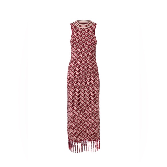 Dodo Bar OR Red Print Jacquard Knit Chen Dress - size 40 IT / 36 FR - Picture 1 of 6